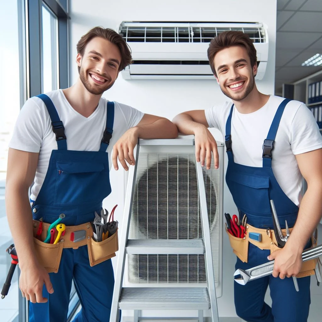 smiling ac repair technicians